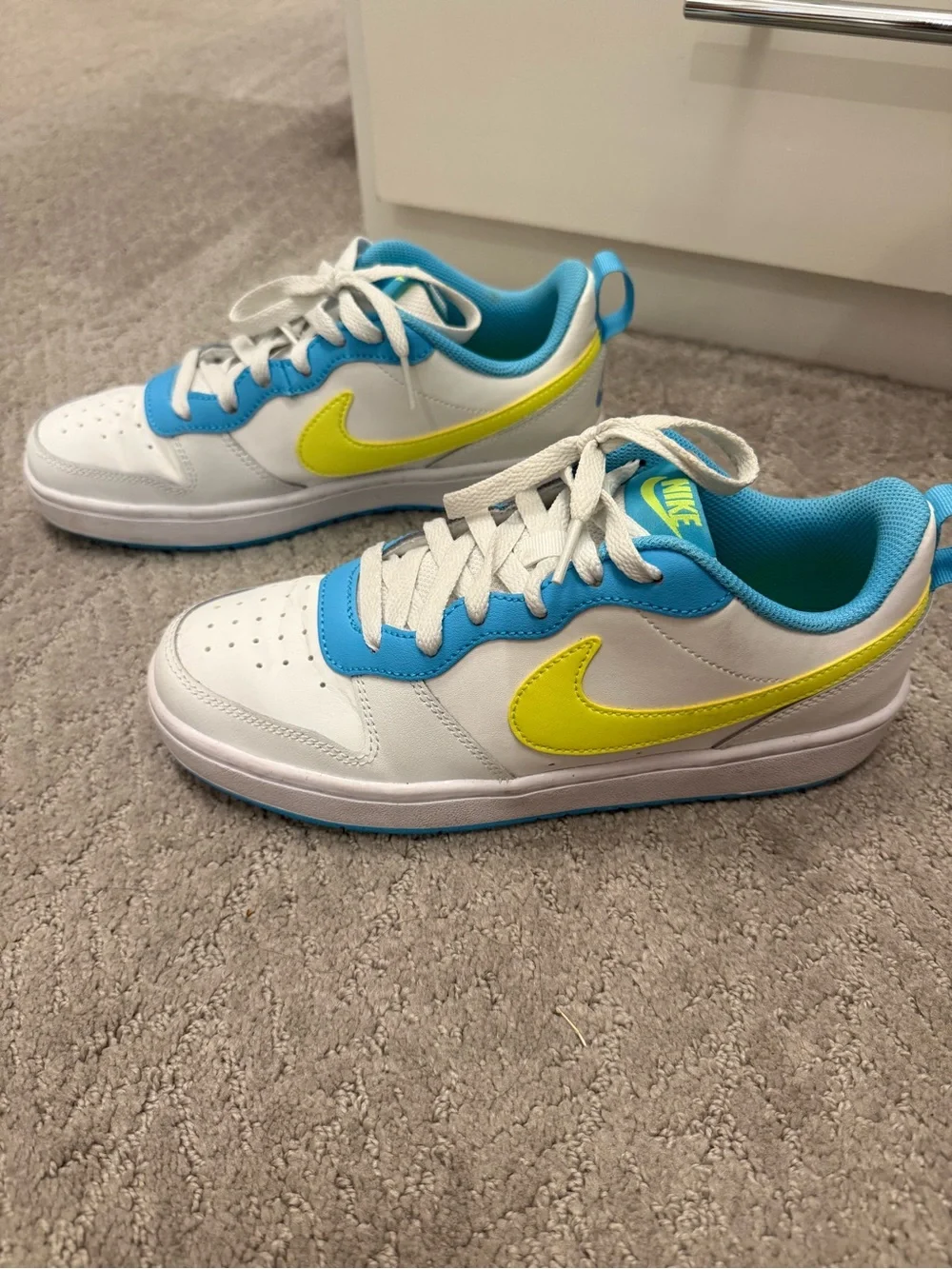 Nike Kids Low-Top Sneakers - White, Blue & Neon Yellow